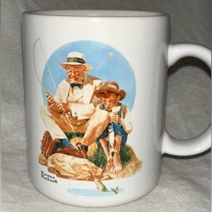 Catching the big one fishing Norman Rockwell Mug